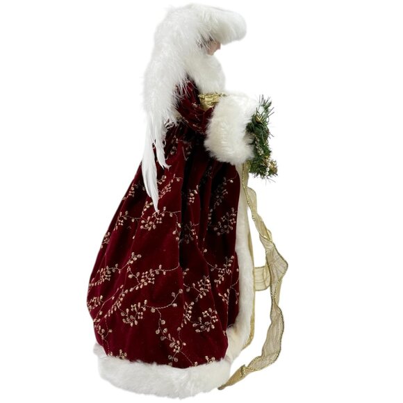 Grandeur Noel Celestial Fabric Angel 16" Tree Topper Porcelain Hand Painted Face - Picture 7 of 10